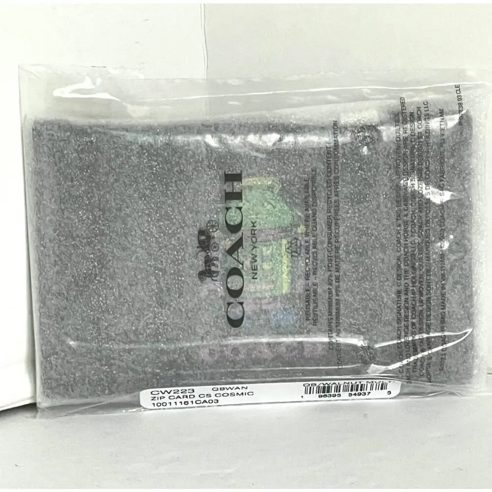 Coach Cosmic Robot Zip Card Case CW223 Brown Leather Wallet